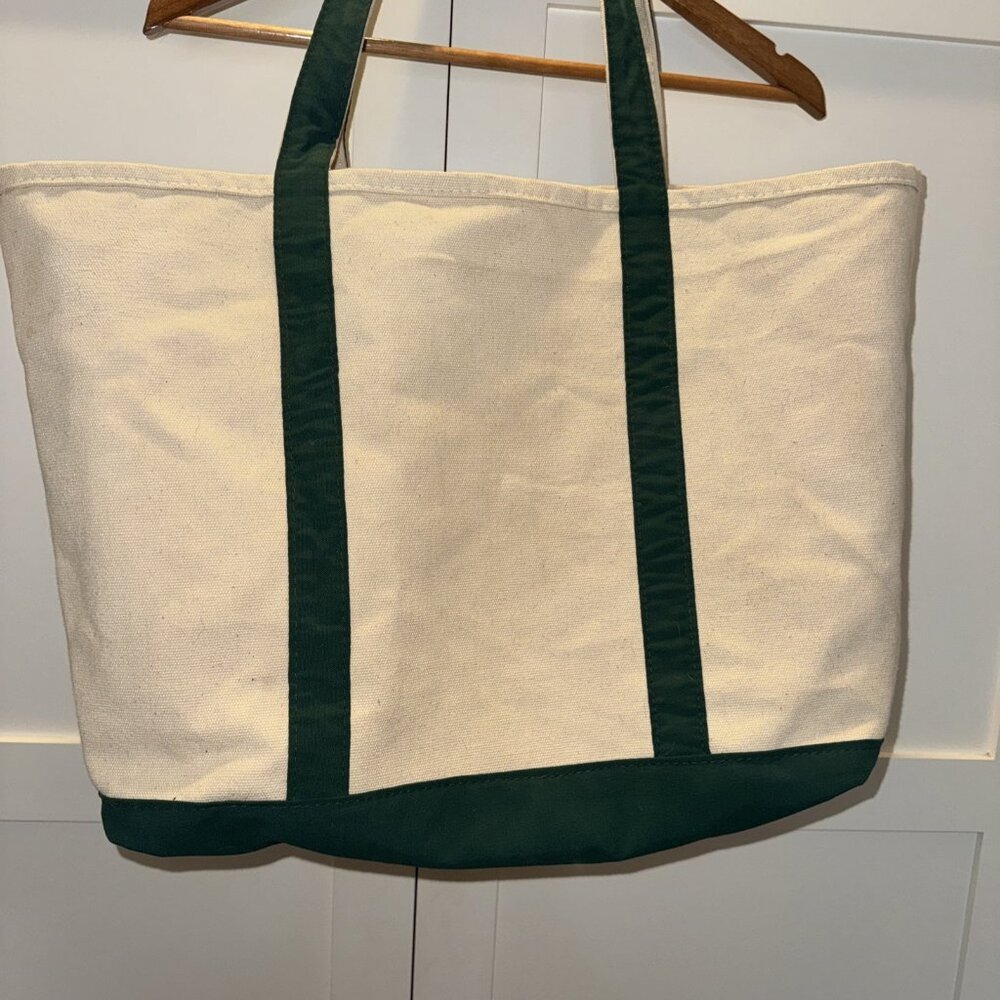 Lands End Canvas Tote in Natural with Dark Green Trim - Picture 6 of 10